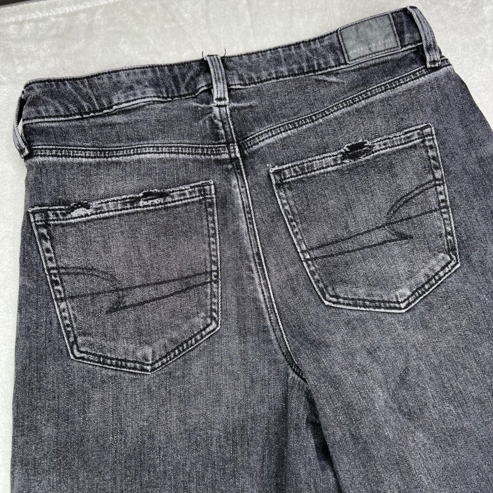 American Eagle Jeans Womens 6 Short Black Super High-Rise Baggy Wide Leg Grunge - Picture 15 of 15